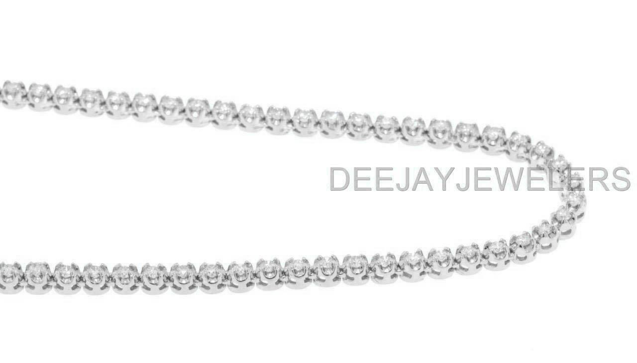 Natural 15ct Diamond Eternity Tennis Necklace 14k White Gold 17Inch