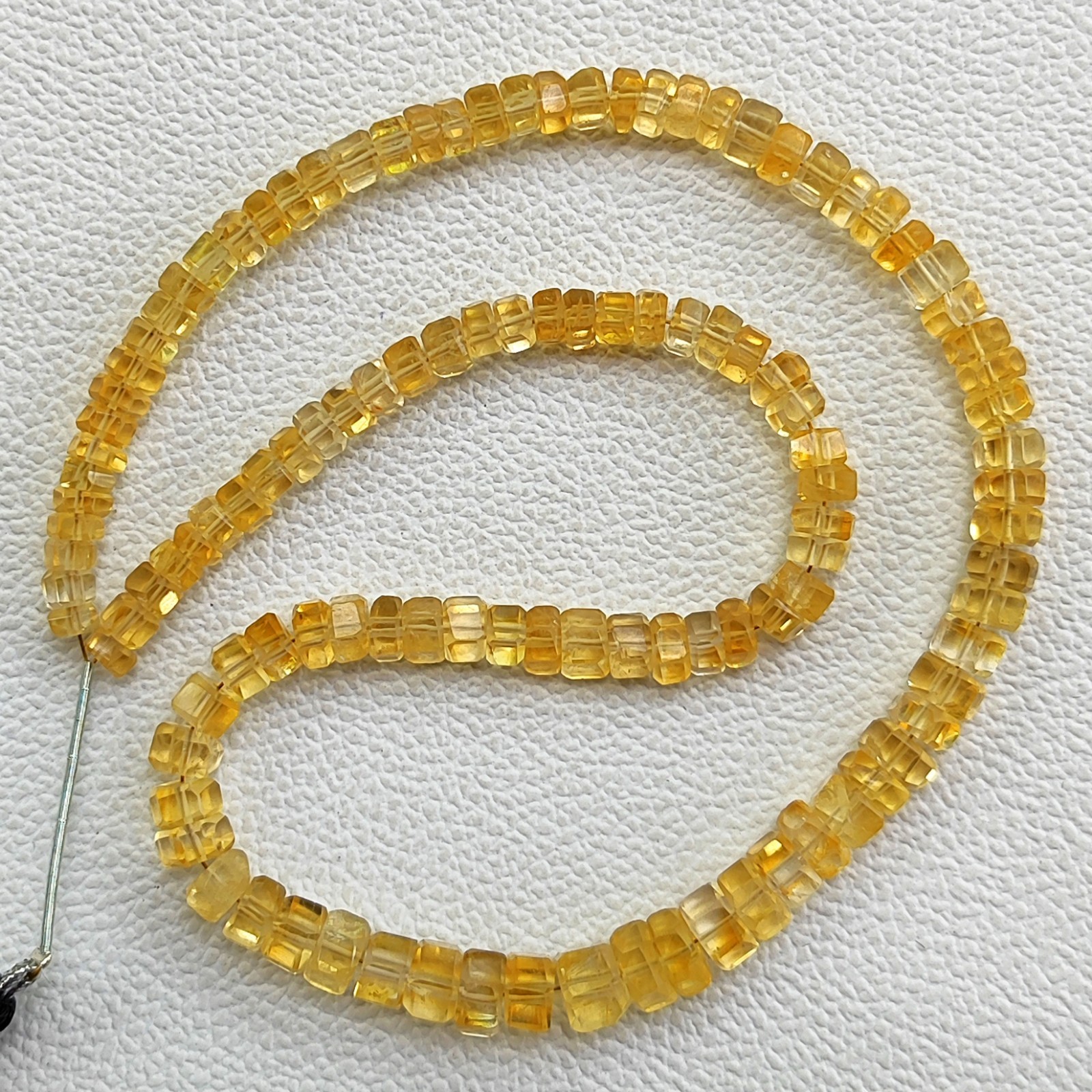 Real Golden Citrine Brazil Faceted Bolt Shape Beads 5mm-7mm 16″ Gem Strand
