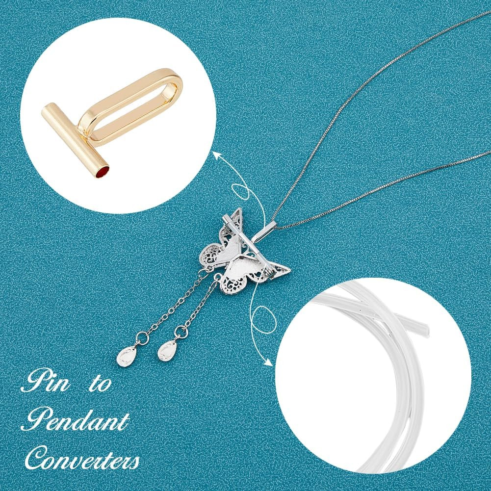Alloy Brooch to Pendant Converter Set with Silicone Tube Hose – 4PCS