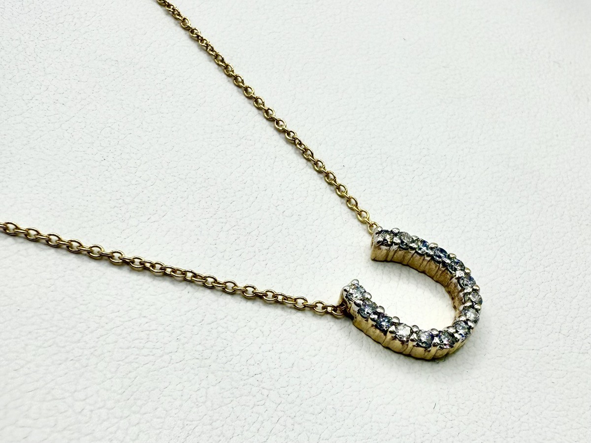 17.5″ 14K Yellow Gold Diamond Horseshoe Pendant Necklace 1.95g (ML1083910)