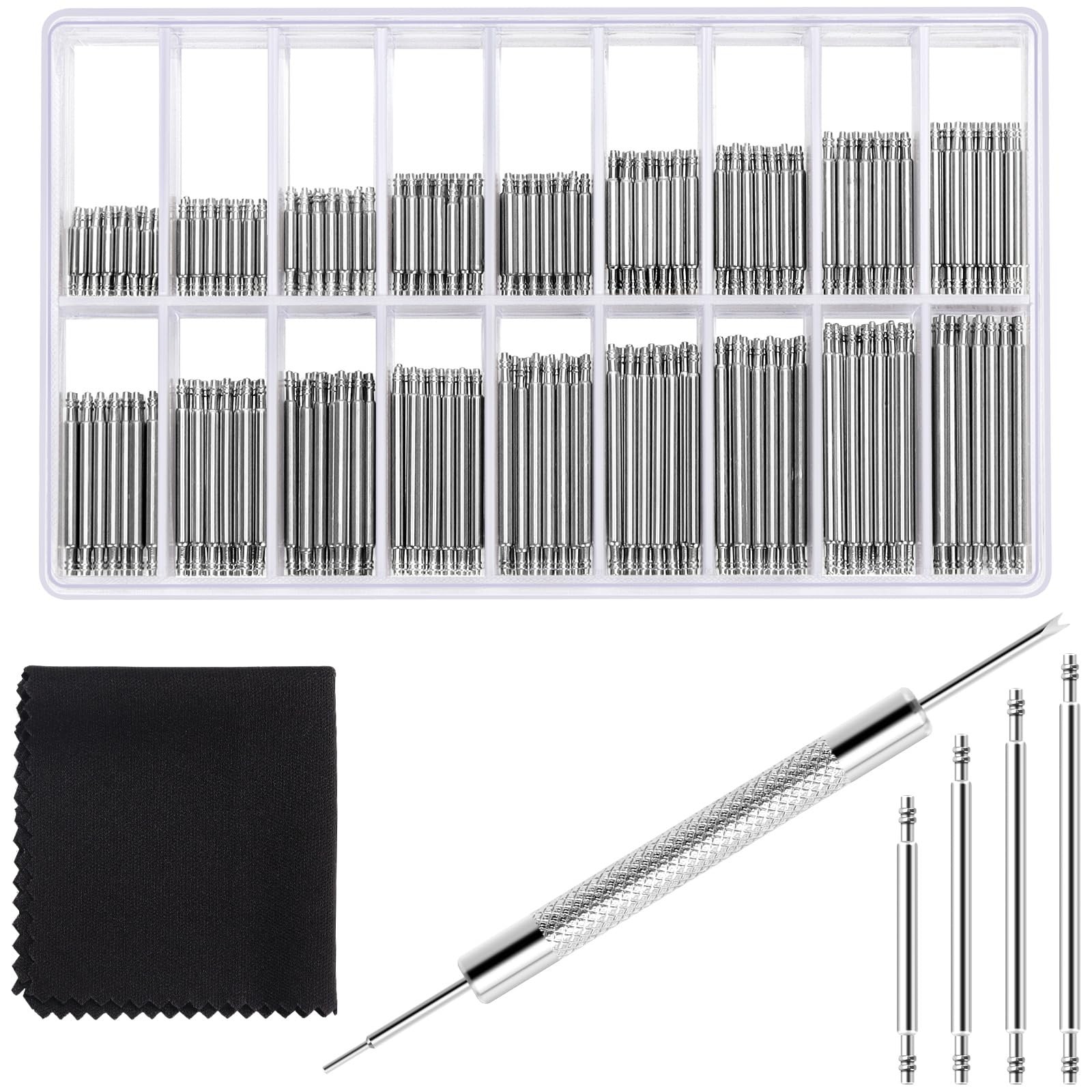 Watch Pins Kit with Spring Bar Tool, 360 Pcs 8-25 mm Watch Band Link Pins and…