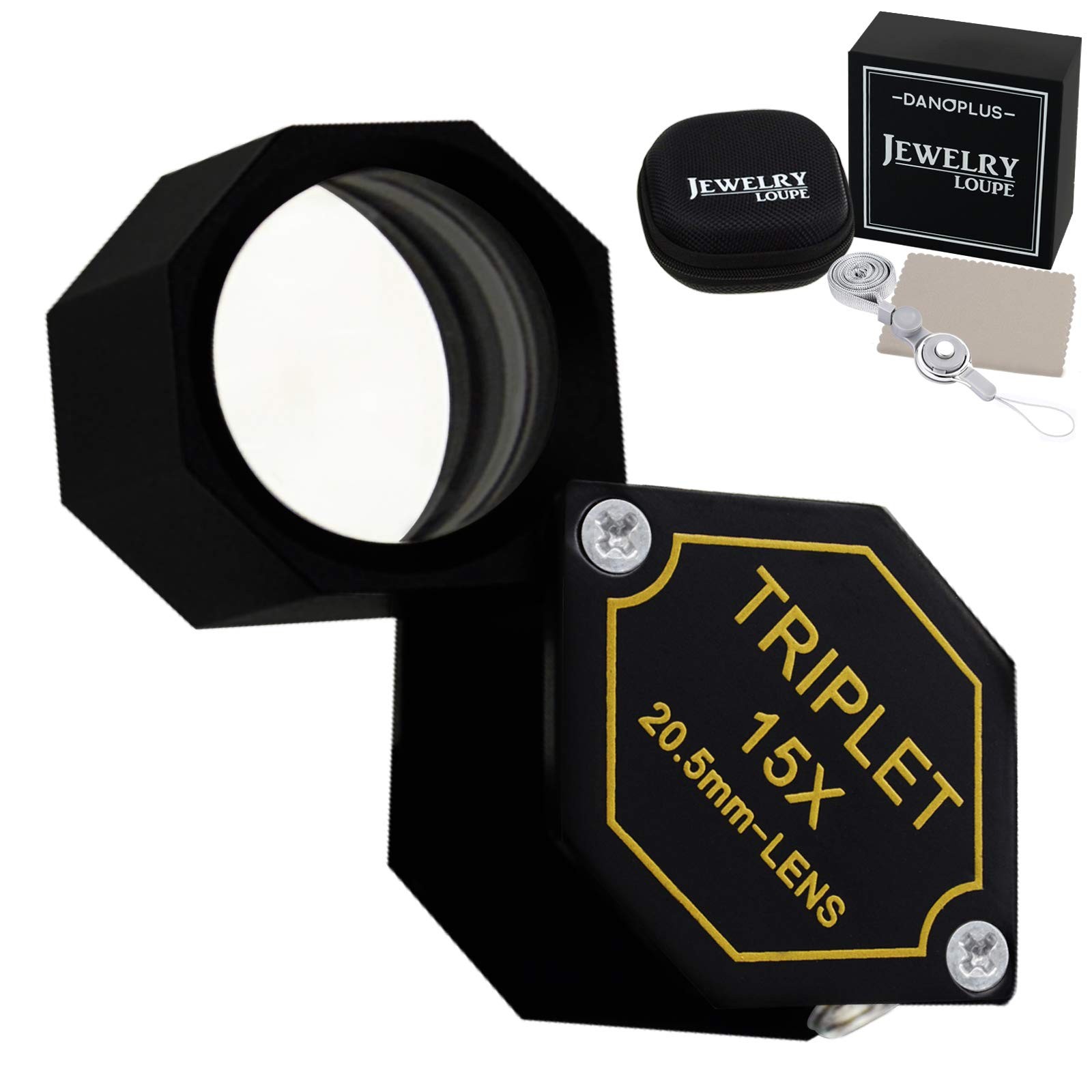 15x Magnifier Jewelry Loupe 20.5mm Triplet Lens Optical Glass Pocket Gem Magn…