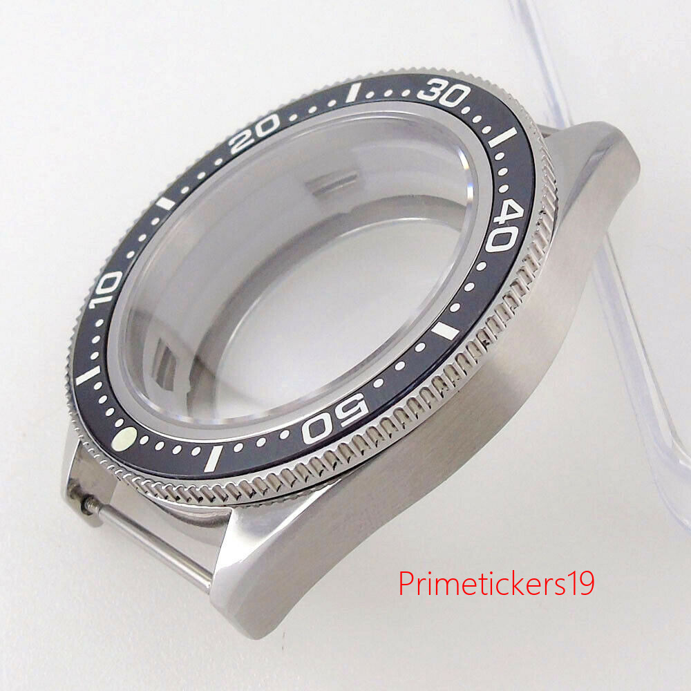 42mm Watch Case Sapphire Glass Fit NH35 ETA2824 PT5000 Glass Back Ceramic Bezel