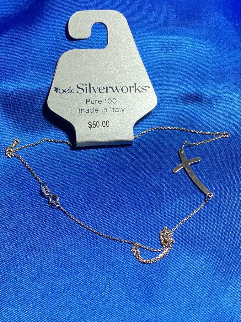 Belk Silverworks Pure 100 silver alloy 18″ necklace, made in Italy, Retails $50