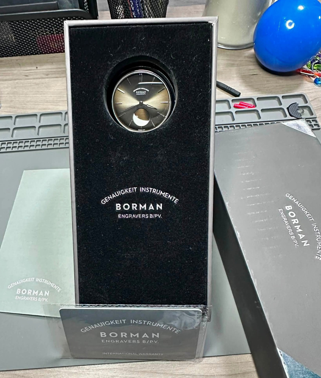 Borman Moonphase Automatic Moon Phase Gray Dial Black Leather Strap 50m 43mm