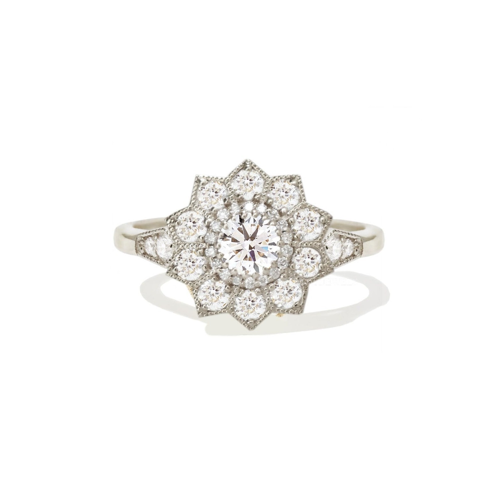 0.5CT Round Cut Halo Moissanite Engagement Ring 14K Yellow Gold Plated For Women