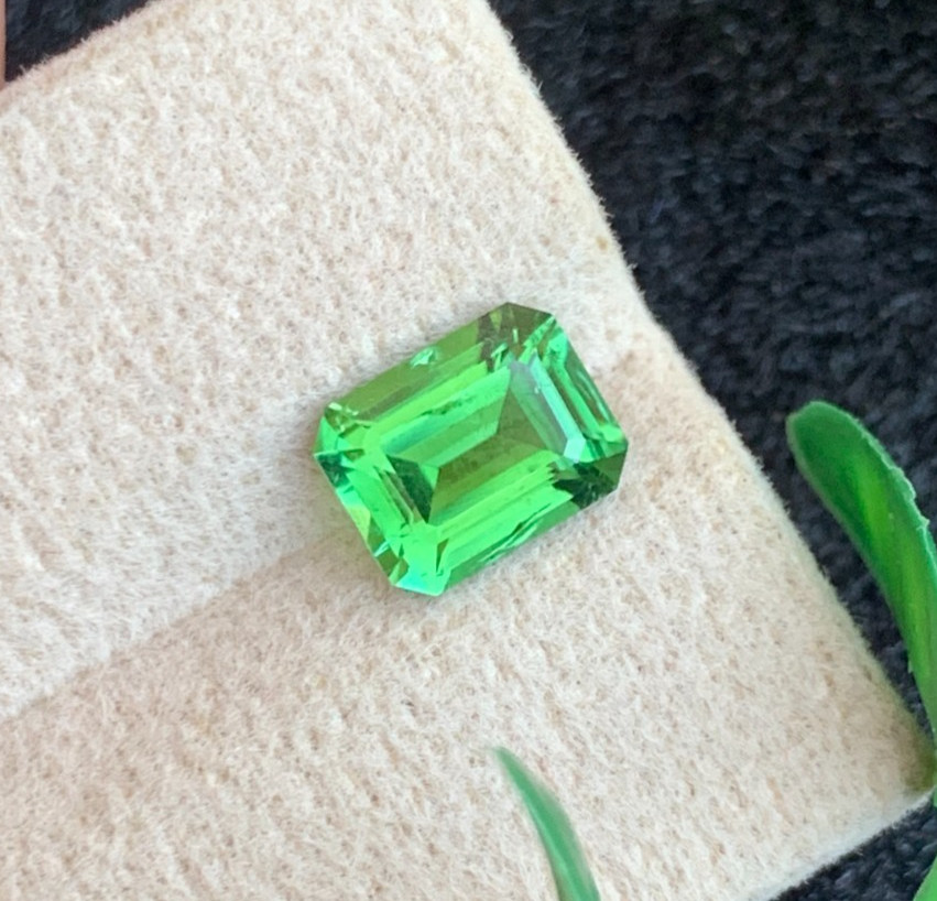 1.91 Carats Chrome Tourmaline Gemstone with Emerald Shape from Afghanistan