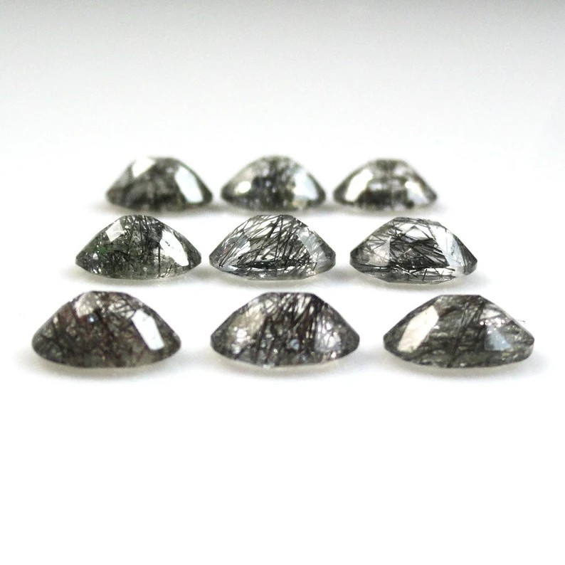 Natural Black Rutile Oval Faceted Cut 6x8mm to 12x16mm Loose Gemstone