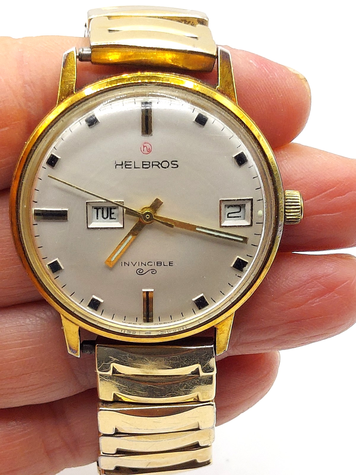 Vintage 1960s Helbros Invincible Wristwatch