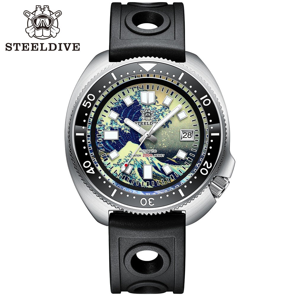 STEELDIVE SD1970J Mens 43.8mm 200M Automatic Dive Watch NH35 Sapphire Steel