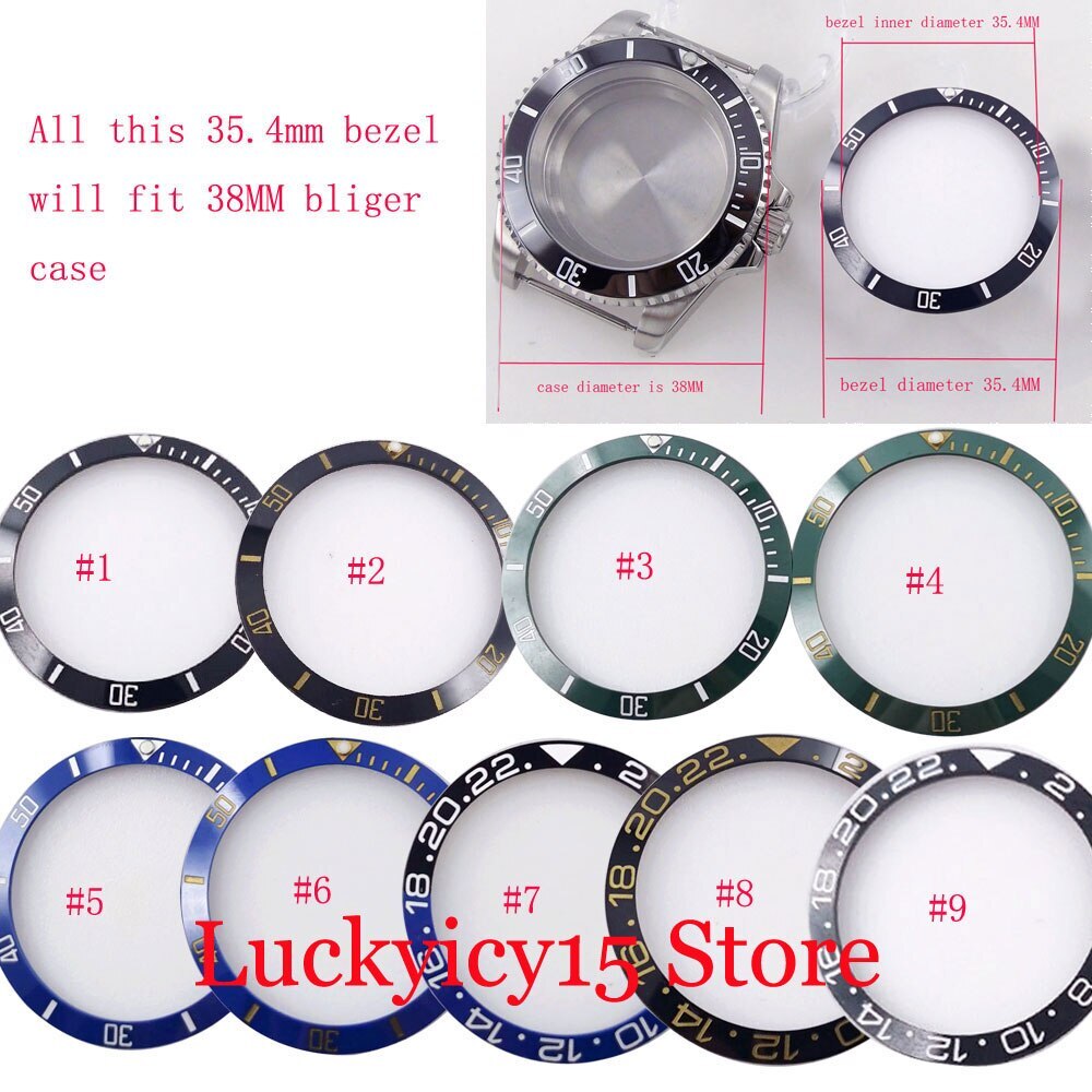 35.4MM*29MM*1.4MM Fit 38MM SUB Style Automatic Movement Watch Case Bezel Insert