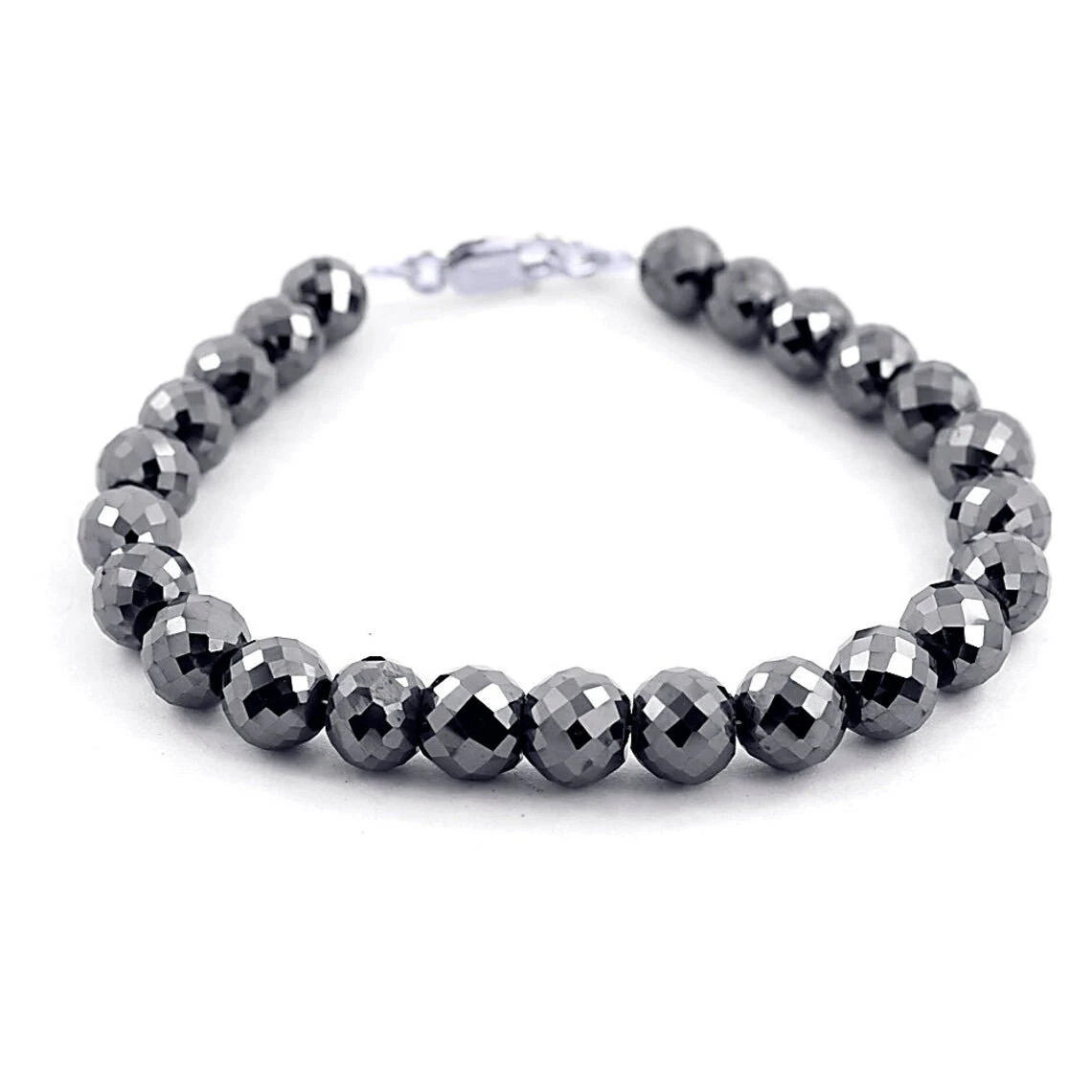 8 mm Black Diamond Bracelet 7.5 Inches Quality Earth Mined Certified