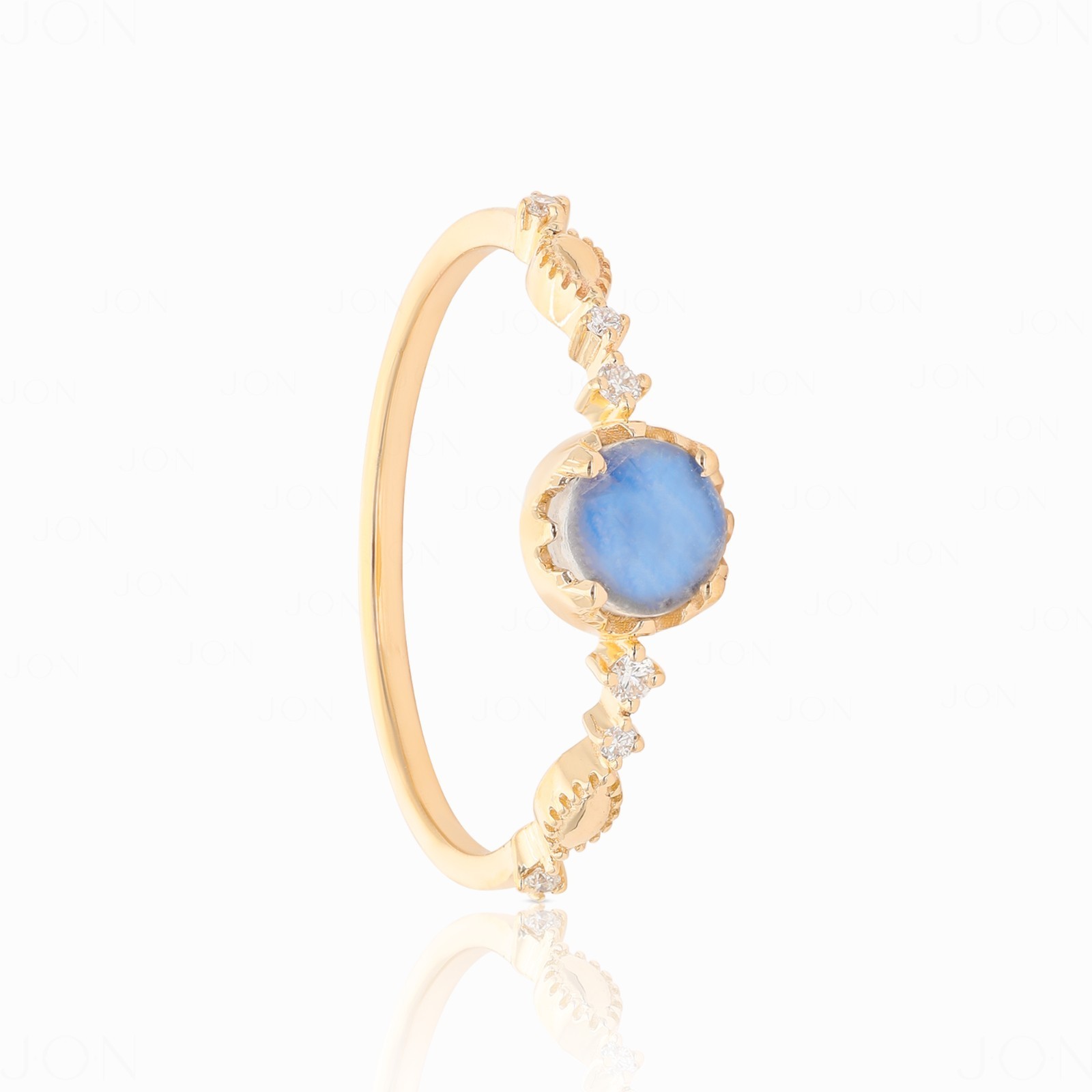 14K Gold Multi-Gemstone Option & Diamond Gift Ring Jewelry