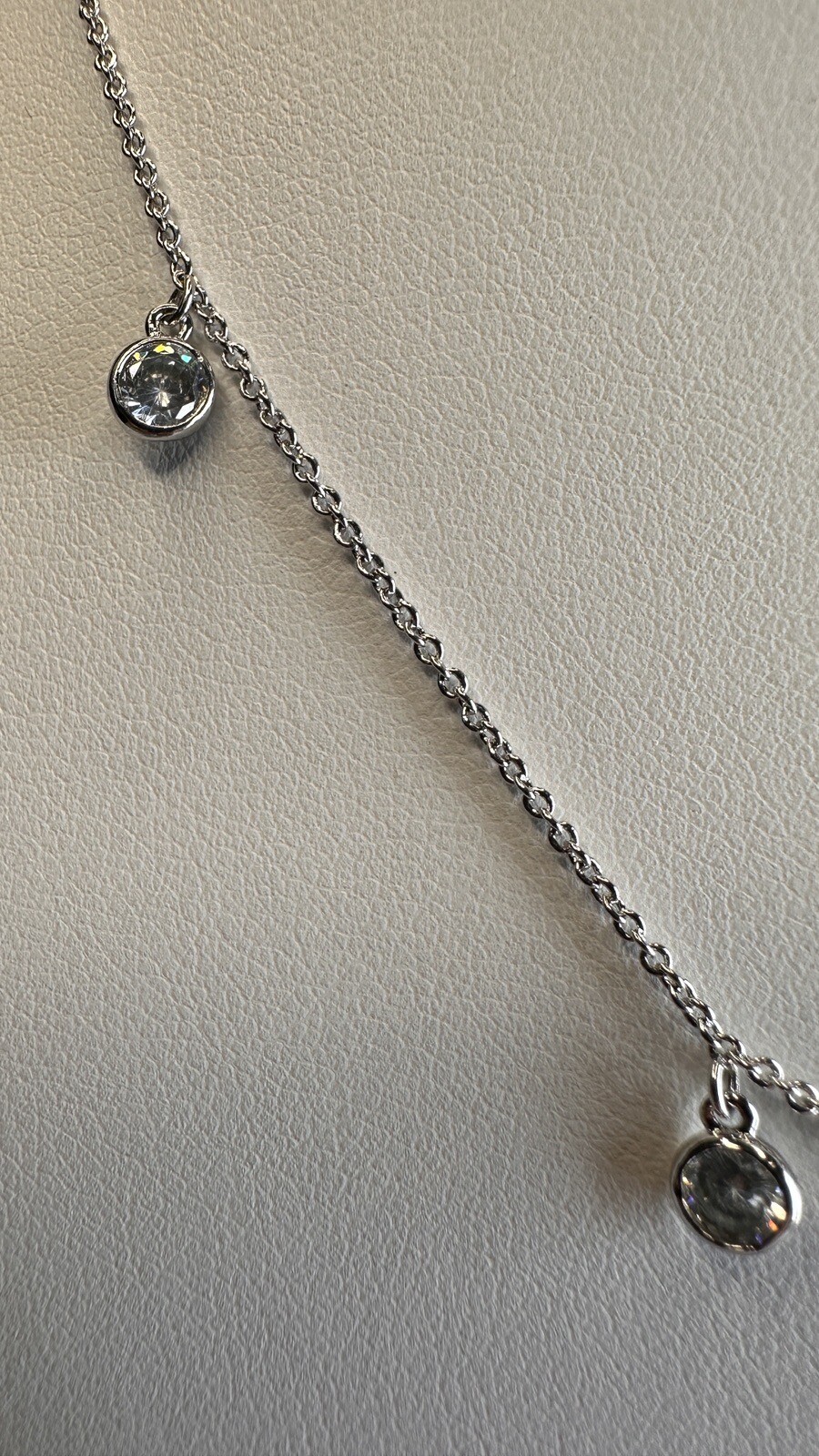 Sterling Station Necklace CZ Silver Tested Cubic Zirconia GM Golden Moon 17”