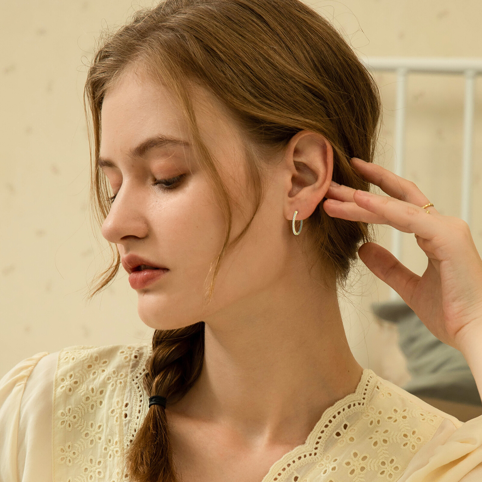 Delicate Women Earrings Jewelry Stainless Steel Huggie Hoop CZ Ear Studs 15-30MM