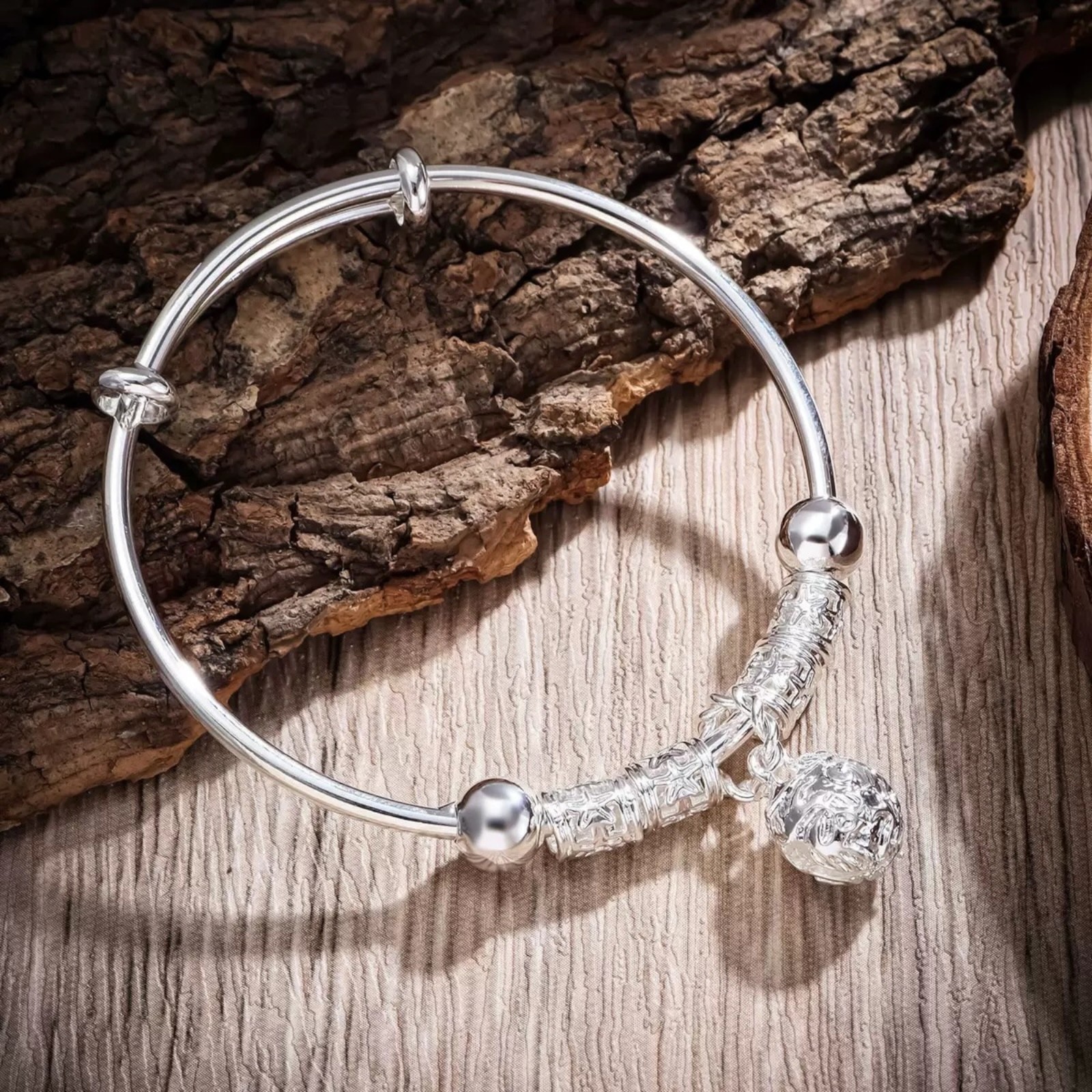 925 Silver women cute Bangle bracelet fashion charm jewelry wedding Gift B94