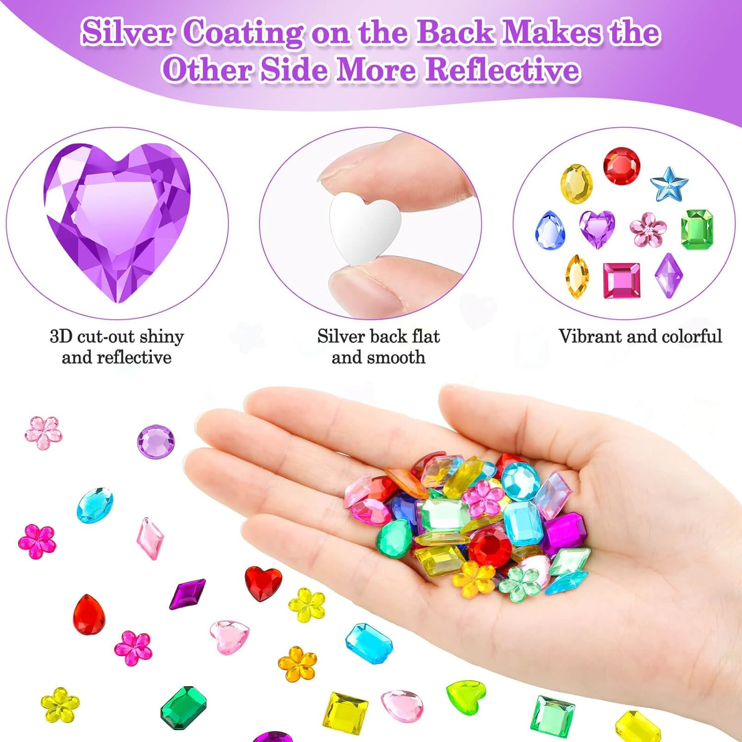 400Pcs Jewels for Bedazzling with 2 Pack B7000 Jewelry Glue, Flat Back Craft Gem
