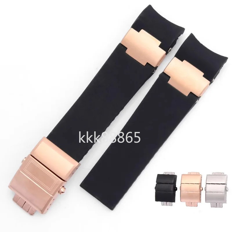 22mm Rubber Watch Band Strap Fits Ulysse Nardin Maxi Marine / Diver Black Blue