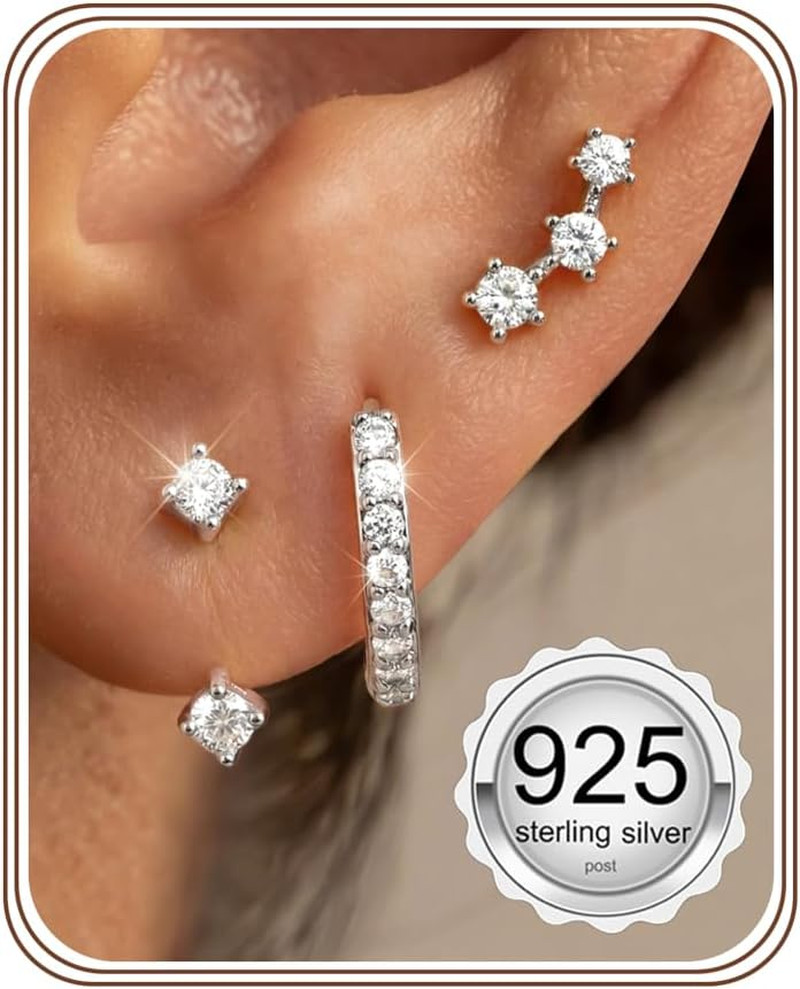 3 Pairs 925 Sterling Silver Hypoallergenic Earrings for Women Trendy – 14K Gold