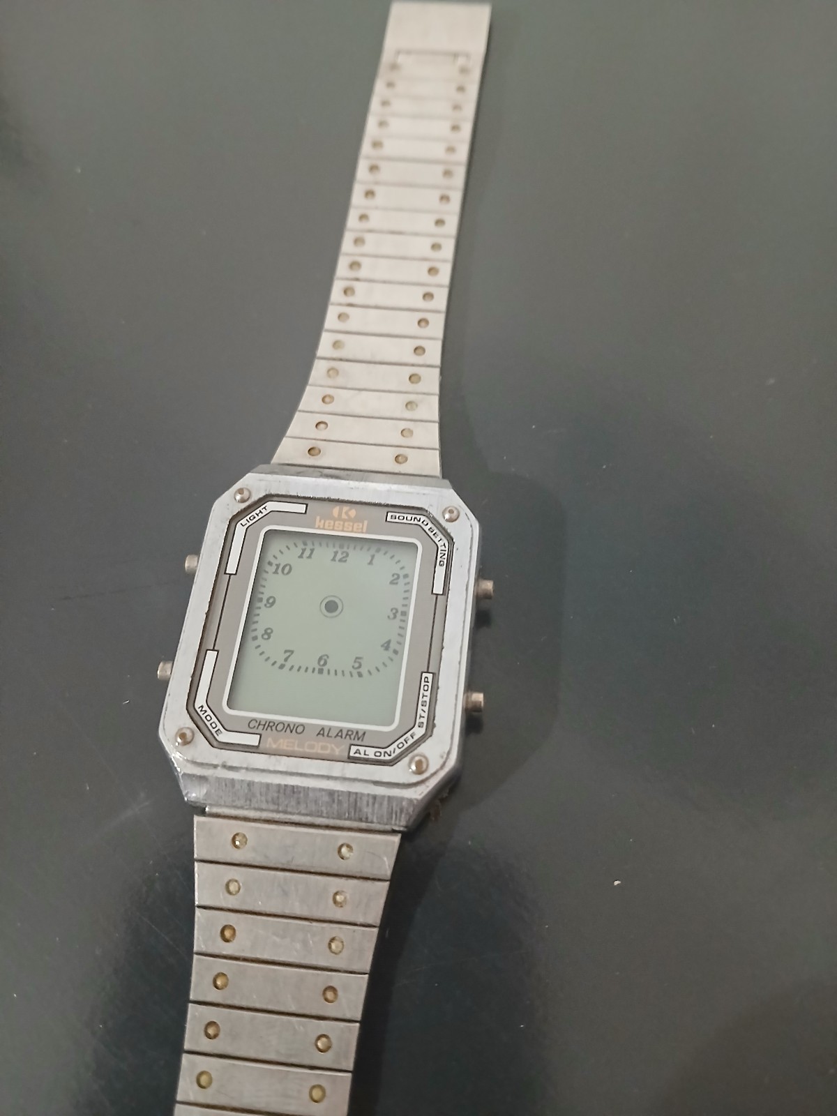 Vintage Kessel Digital Hands LCD Melody Chrono Watch Rare 80s Sg-02