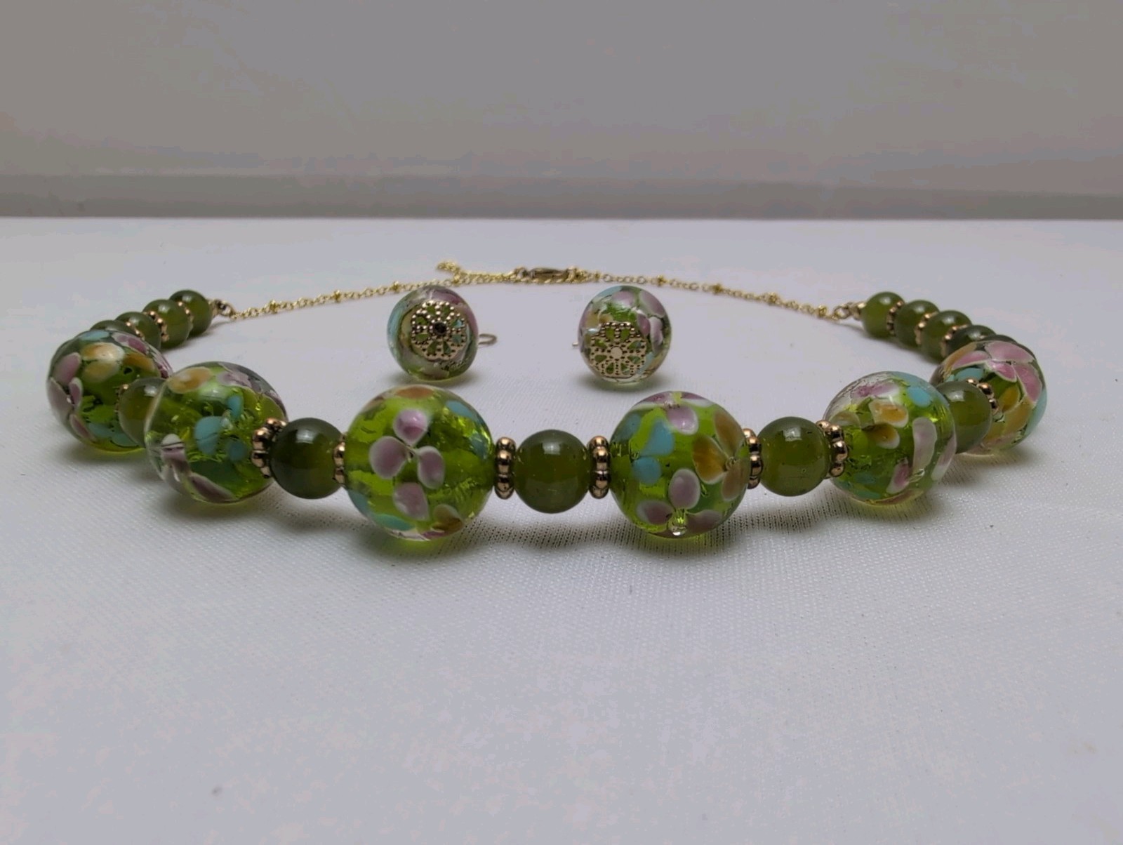 The Skyline Collection Glass Beads Necklace & Earring Set 20 inch