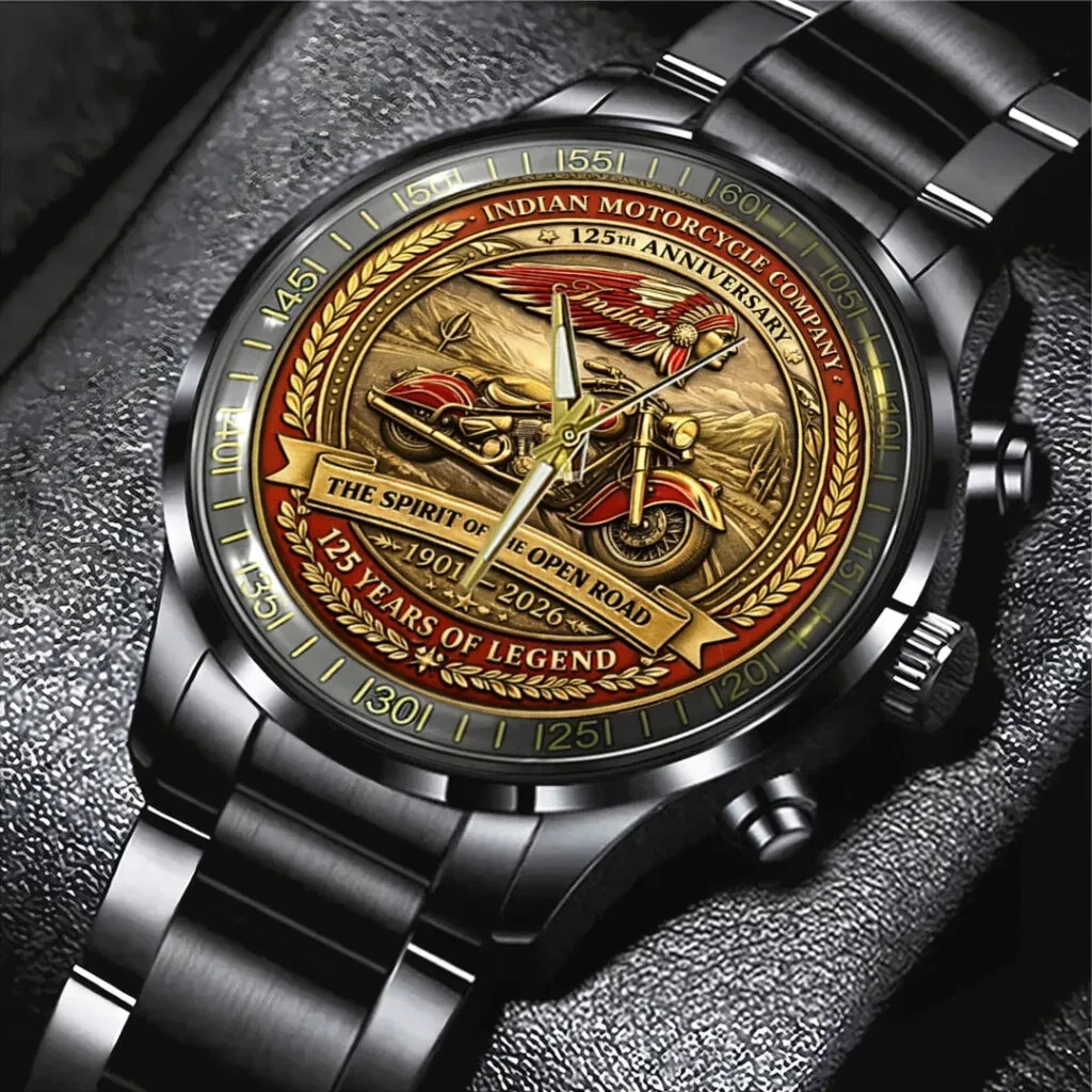 Indian Motorcycle 125th Anniversary Black Stainless Steel Watch