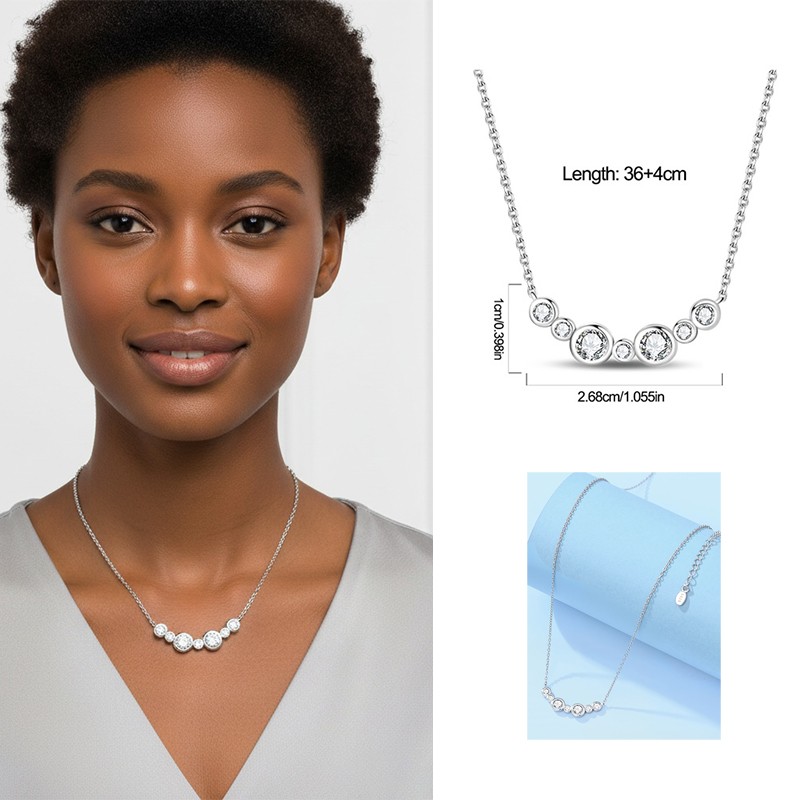 925 Sterling Silver Starry Bubble Necklace For Women Wedding Party Jewelry Gift