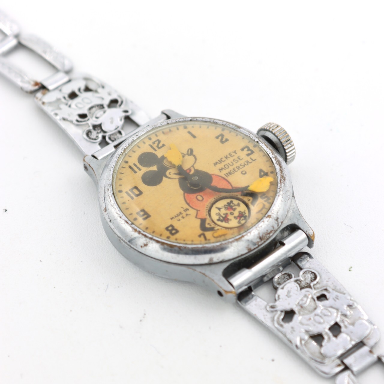 Vintage 32mm Ingersoll Mickey Mouse Men’s Wristwatch w Spinning Second Disk #2