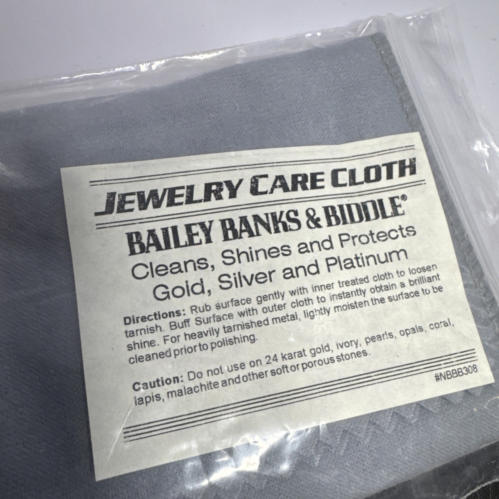 NIP Gray BAILEY BANKS & BIDDLE Jewelry Care Cloth – Cleans, Shines, & Protects