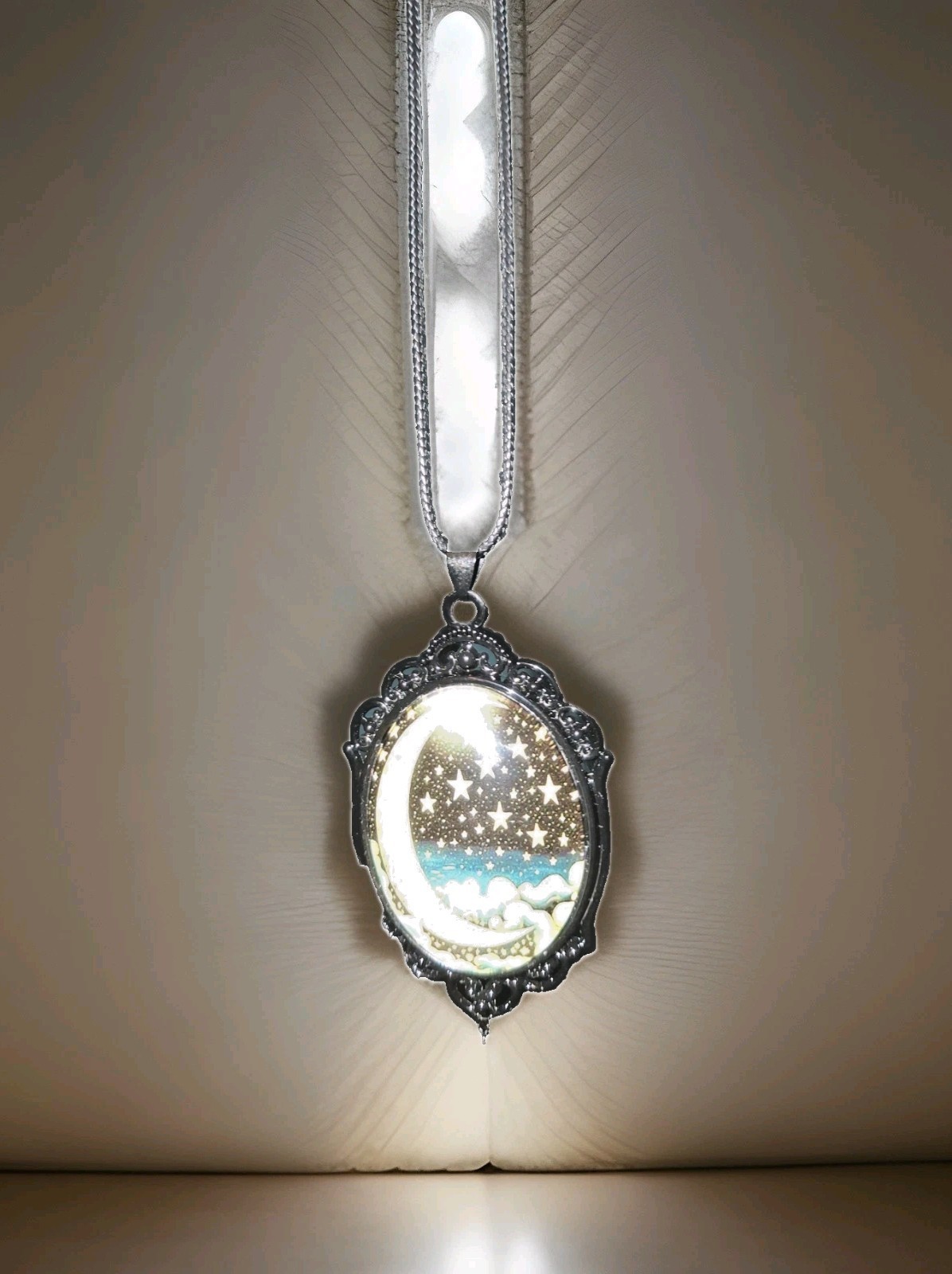 Gothic Necklace Pendant Necklace Cord Celestial Dark Punk Cameo Style Witch Emo