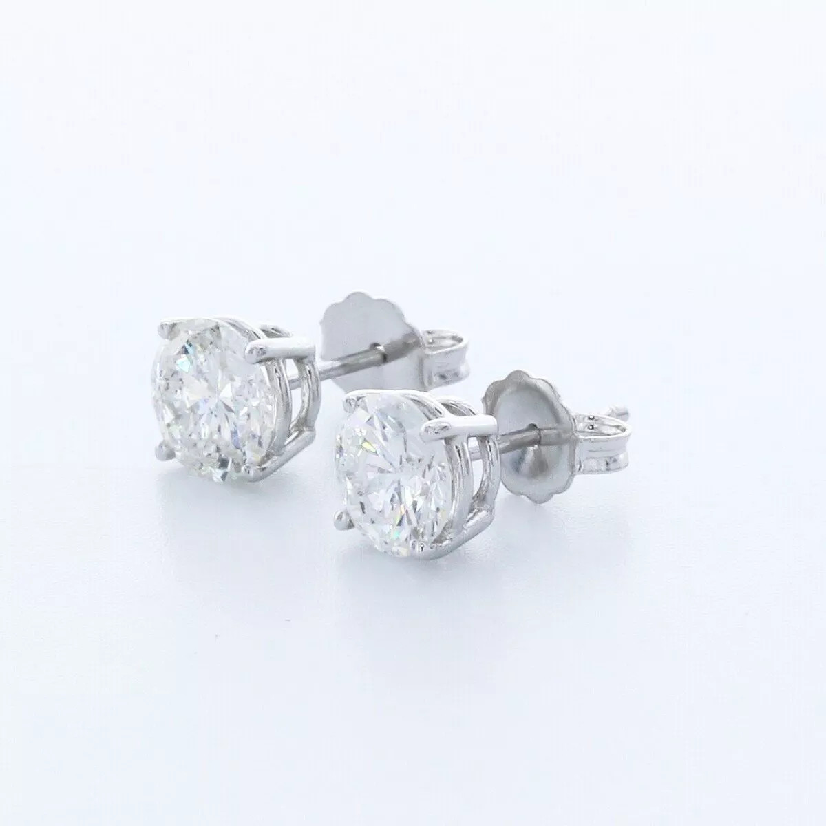 Solid 14K White Gold Stud Earrings Classic 2.56 CT Round Natural Diamond F SI1