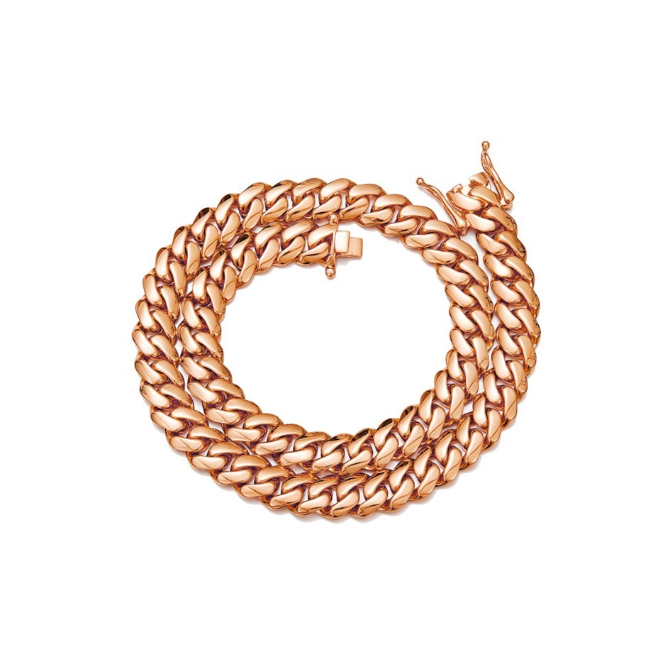 10-22MM Stainless Steel Rose Gold Miami Hip Hop Cuban Chain Necklace Bracelet