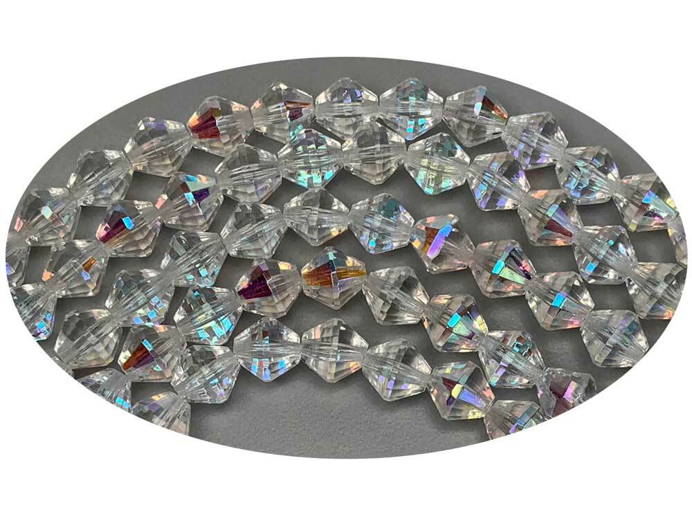 50 Czech Glass Bicone Shape Fire Polished Beads 8mm Crystal AB coated, P783