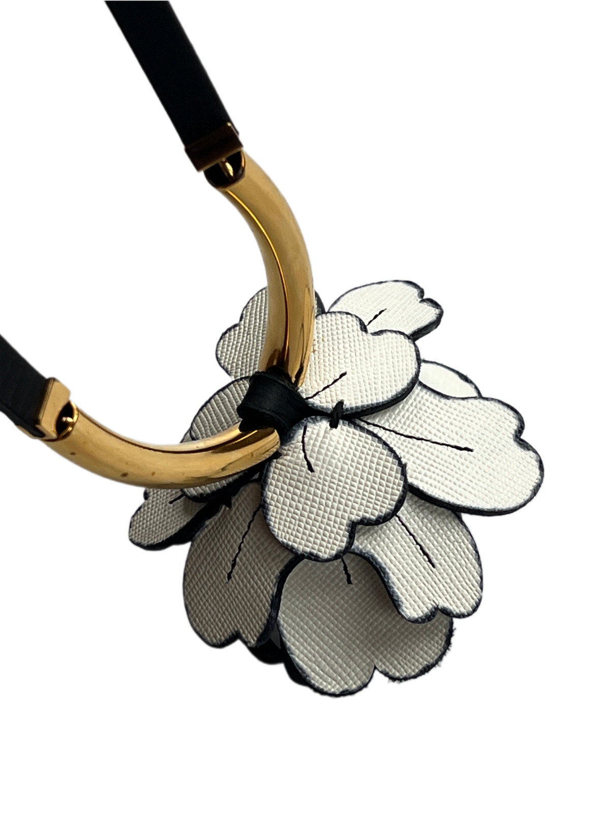 Marni Leather Flower Long Necklace with Adjustable Slider