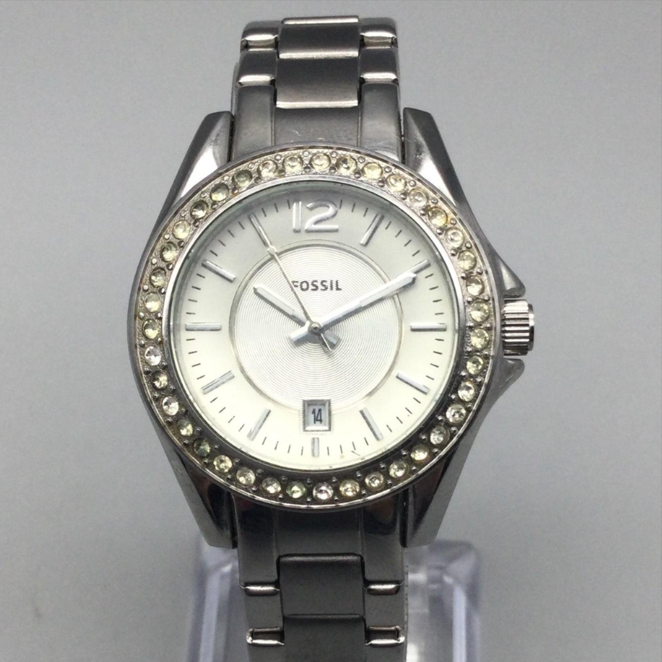 Fossil Riley Womens Watch 29mm Crystals Stainless Date ES-2879 New Battery 6.5″