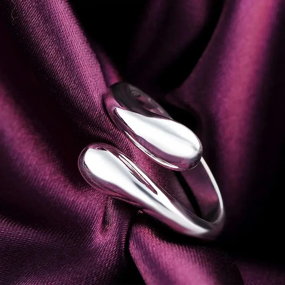 925 Sterling Silver Water Drop Ring for Women Elegant Wedding Party Jewelry