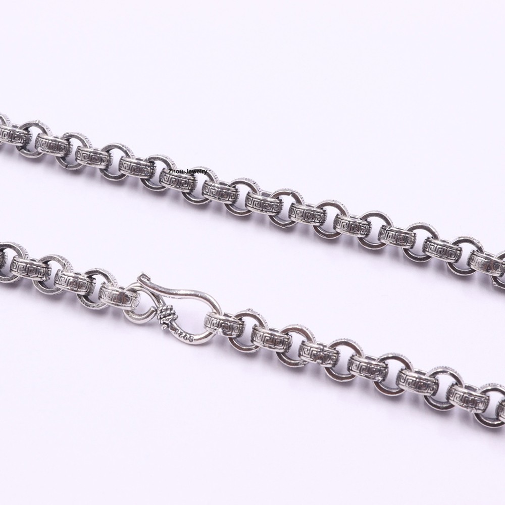 Pure 925 Sterling Silver Necklace 6mm Wider Rolo Link Chain Necklace 19.7inch