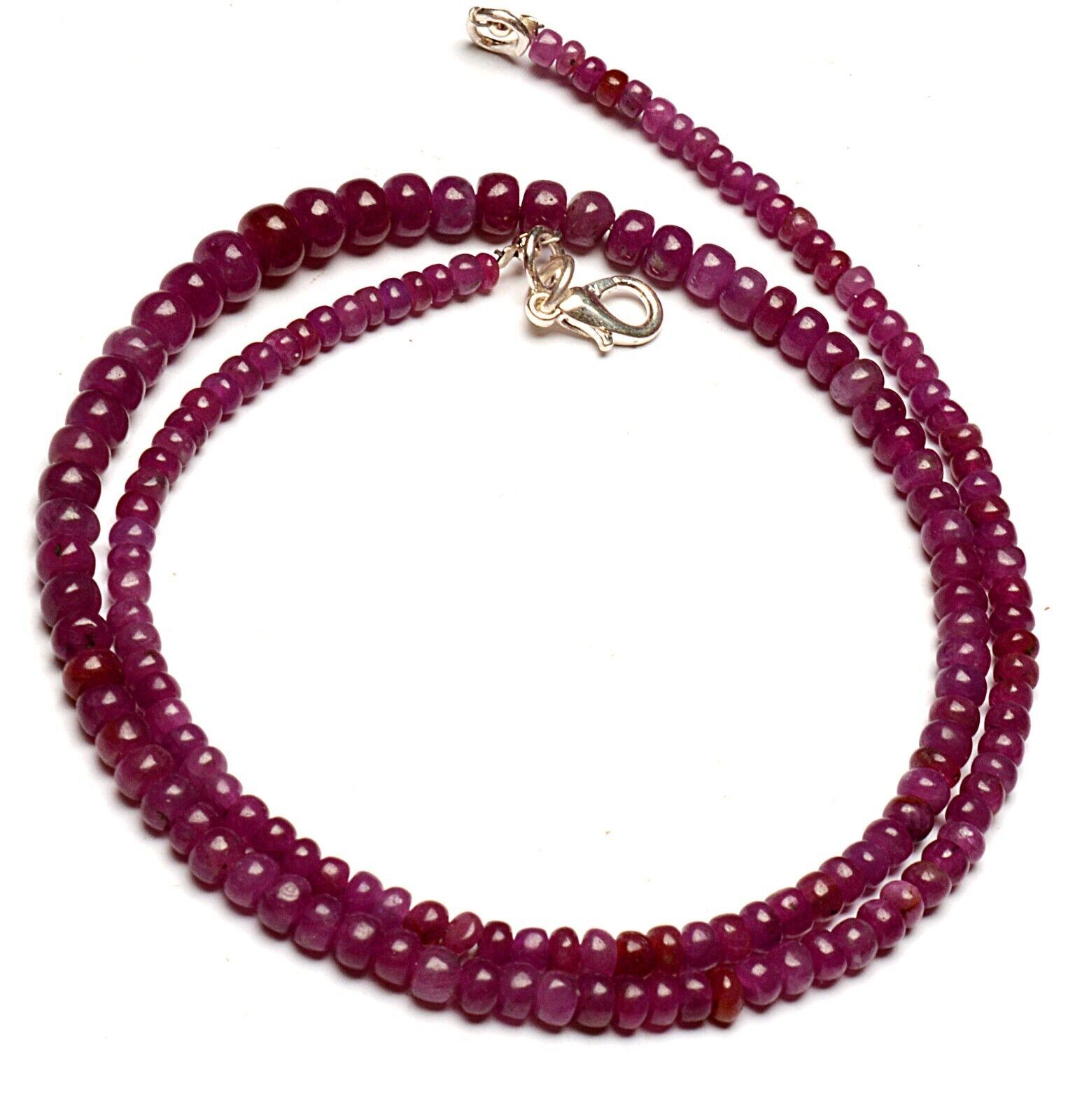Natural Myanmar Ruby Gem 3 to 6 mm Size Smooth Rondelle Beads Necklace 18″