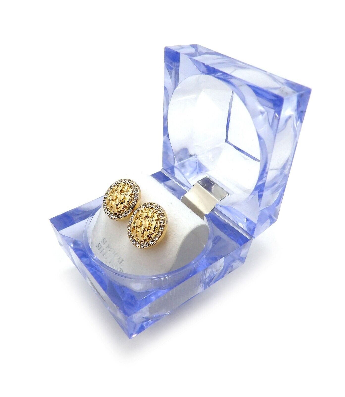 Magnetic Earrings Cookie Nugget Hip Hop Iced Gold plated Cubic Zirconia Earrings