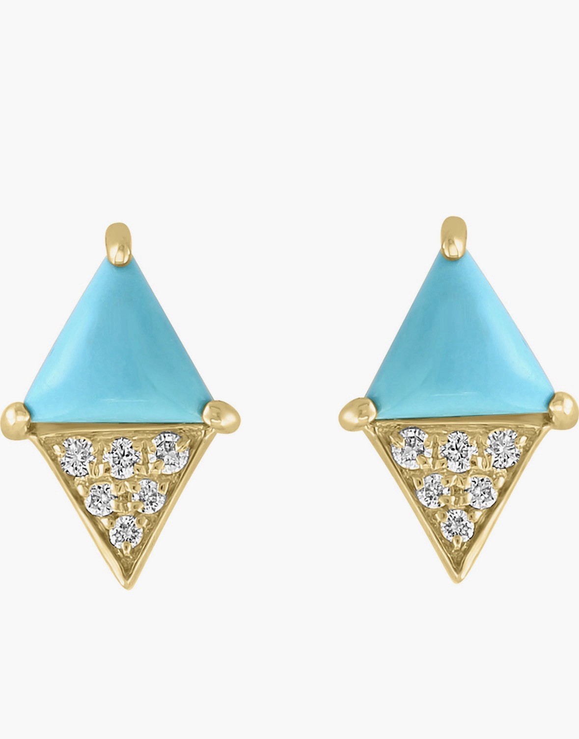 Effy 14K Yellow Gold Diamond And Turquoise Earrings