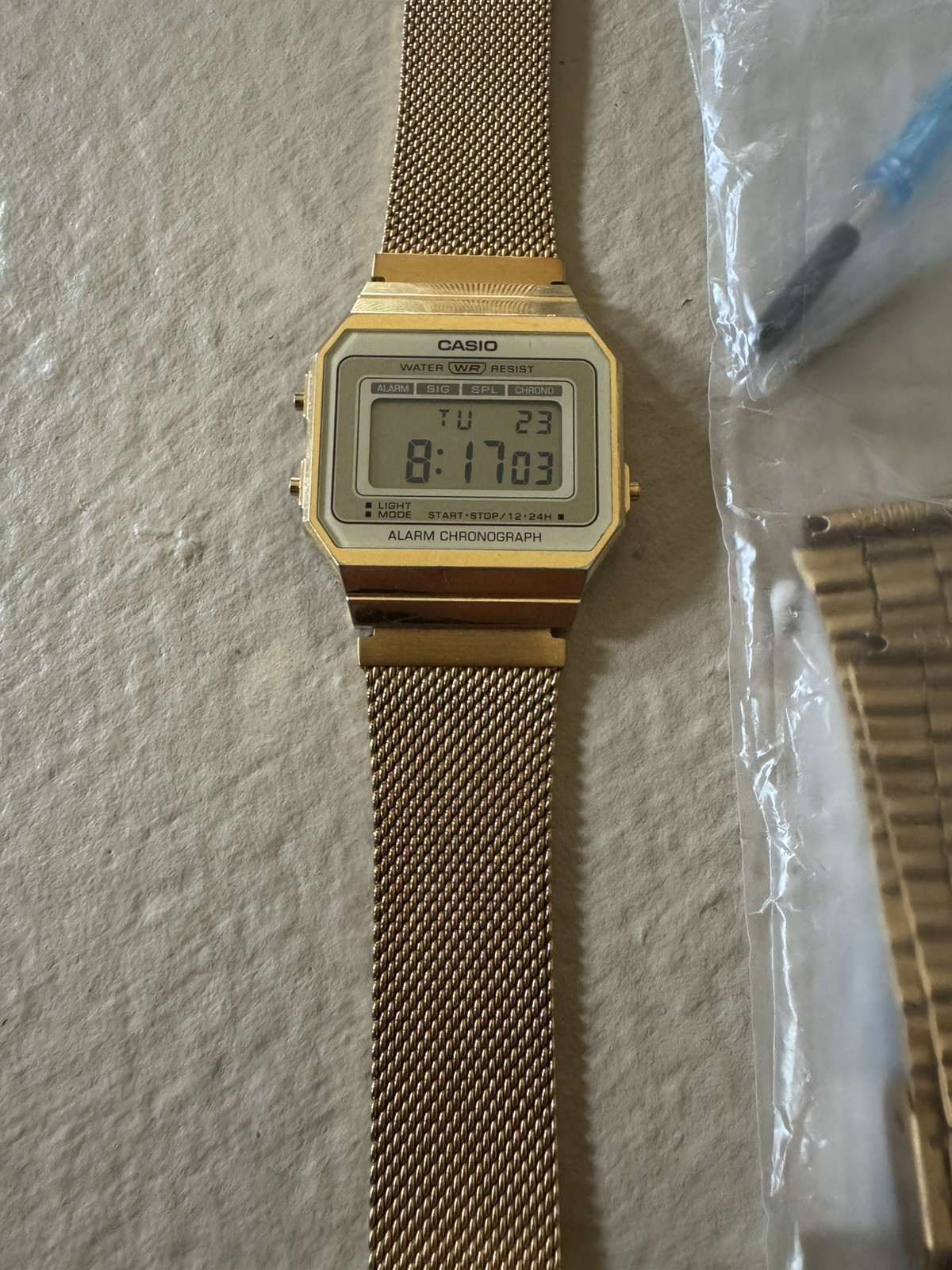 Casio A700WMG-9A Digital Watch Gold Mesh Band 37mm Quartz Unisex New