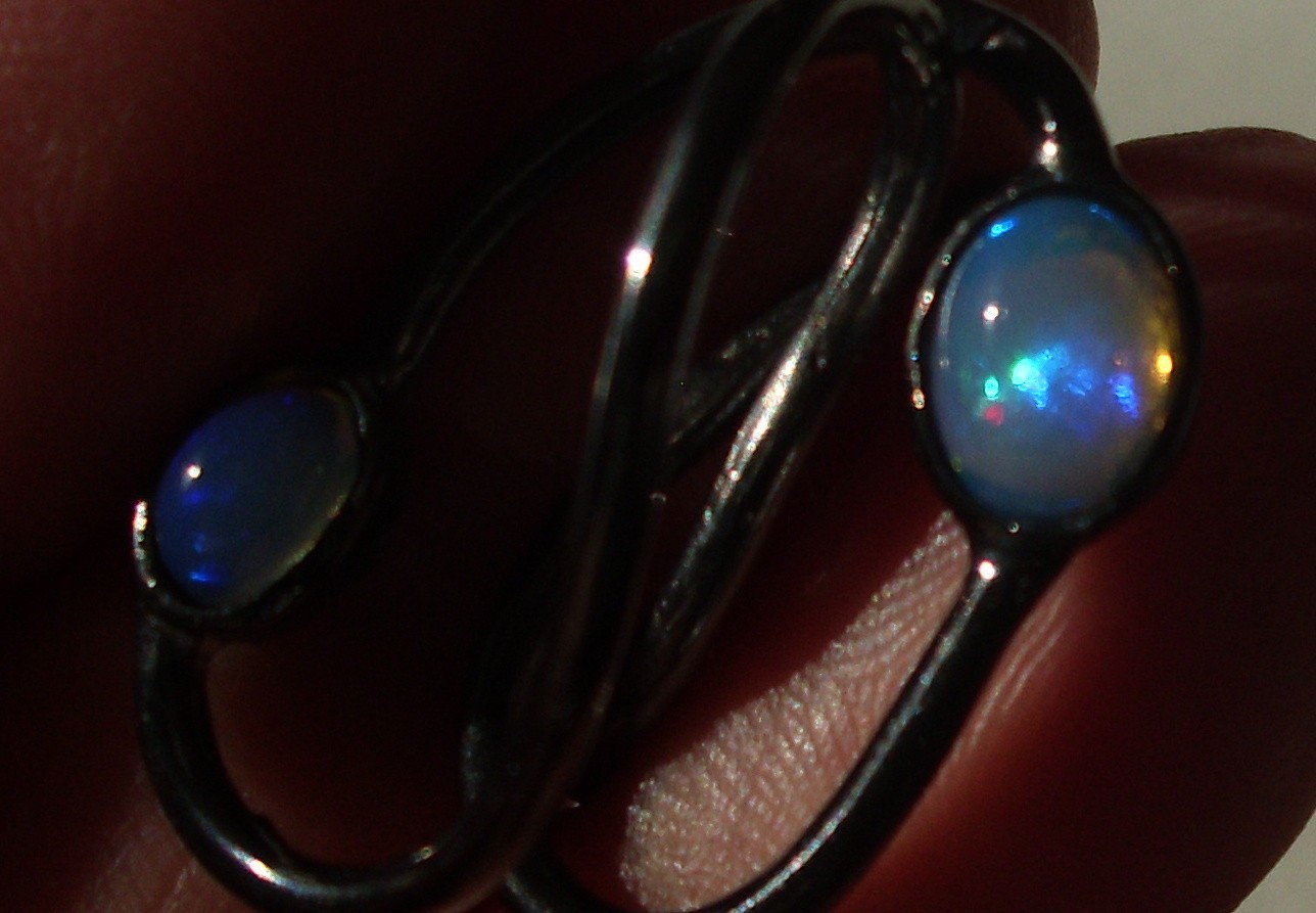 CeS Intertwined Fire Opal Ring from Mexico, Mexican Opal