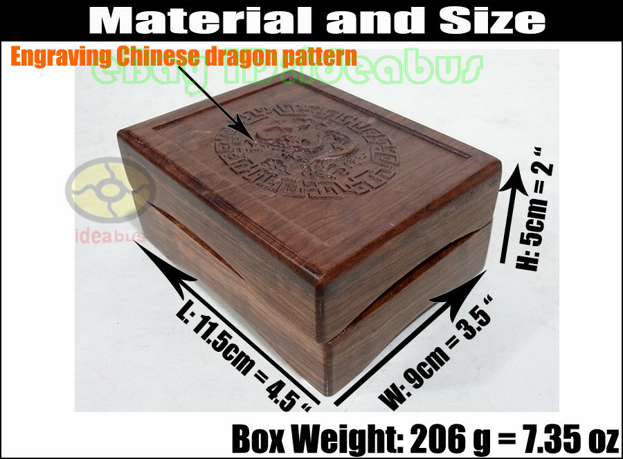 Rosewood with Engraved Chinese Dragon Jewelry Pendant Gift Box(4.5″x3.5″x2″)