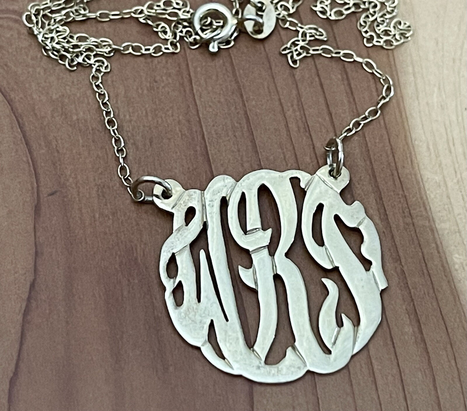 Gold Vermeil Over 925 Sterling Personalized 3 -Initial Monogram 1” Necklace 20”