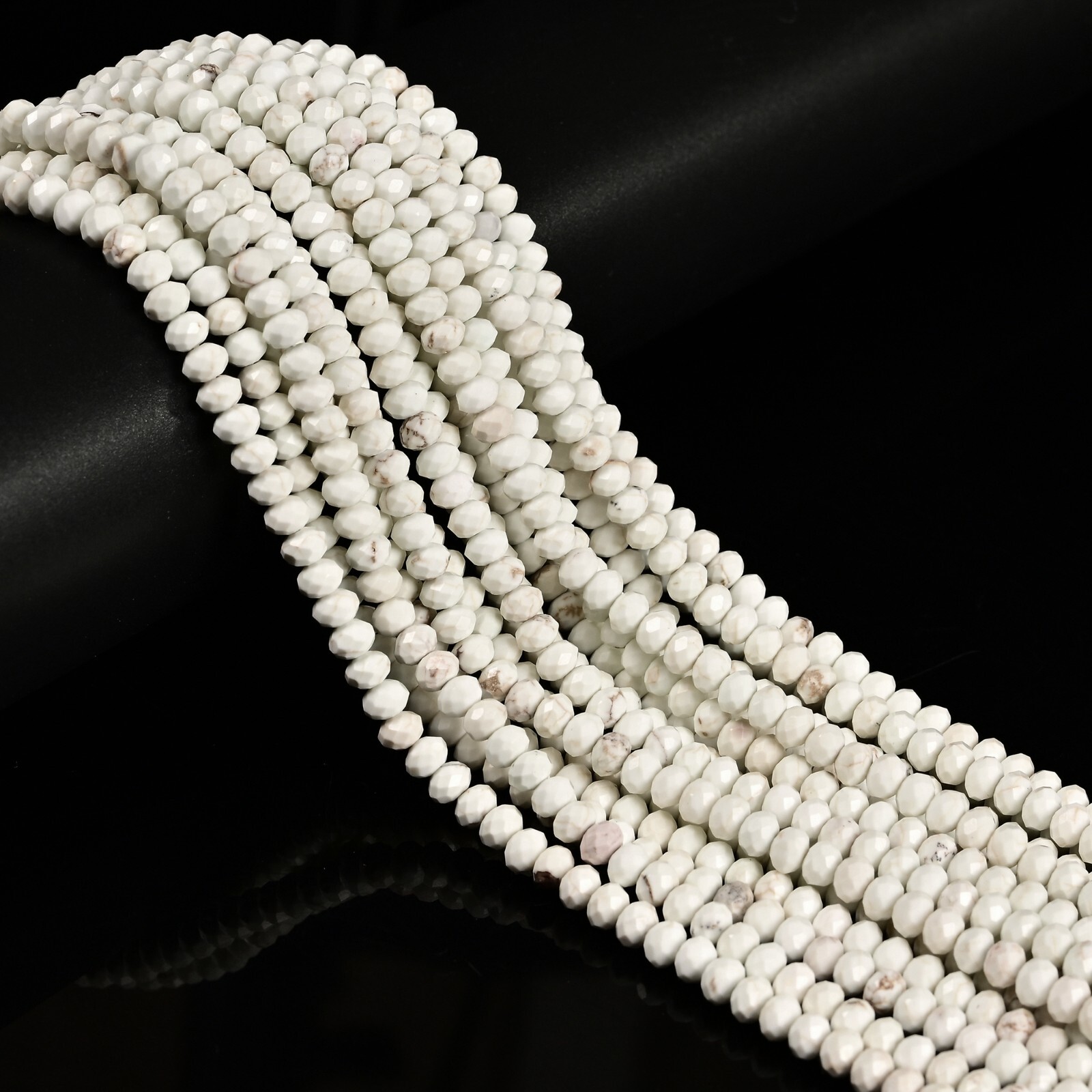 White Turquoise Faceted Rondelle Beads Size 2x3mm 3x4mm 15.5” Strand