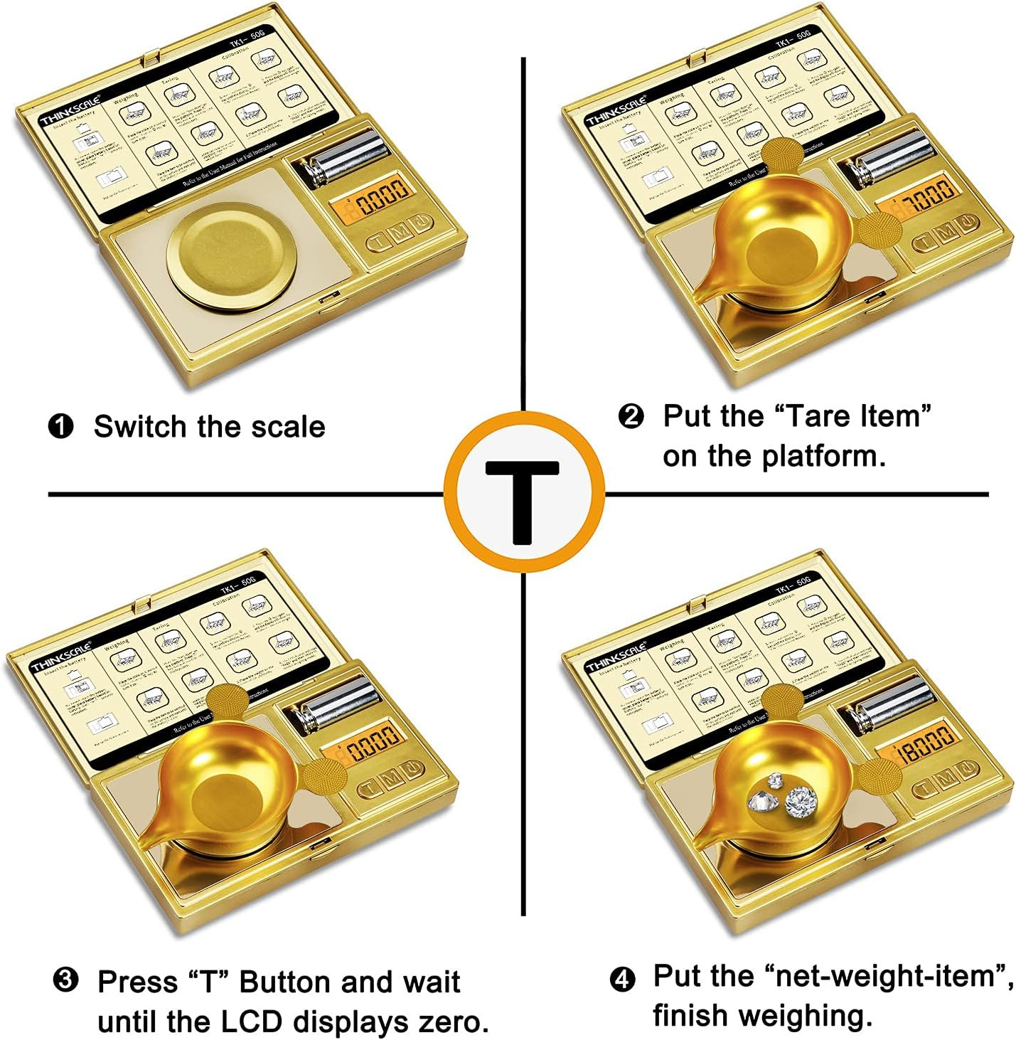 Digital Milligram Scale, 50G/0.001G Gold Jewelry and Gem Scale, Mg Scale for Pow