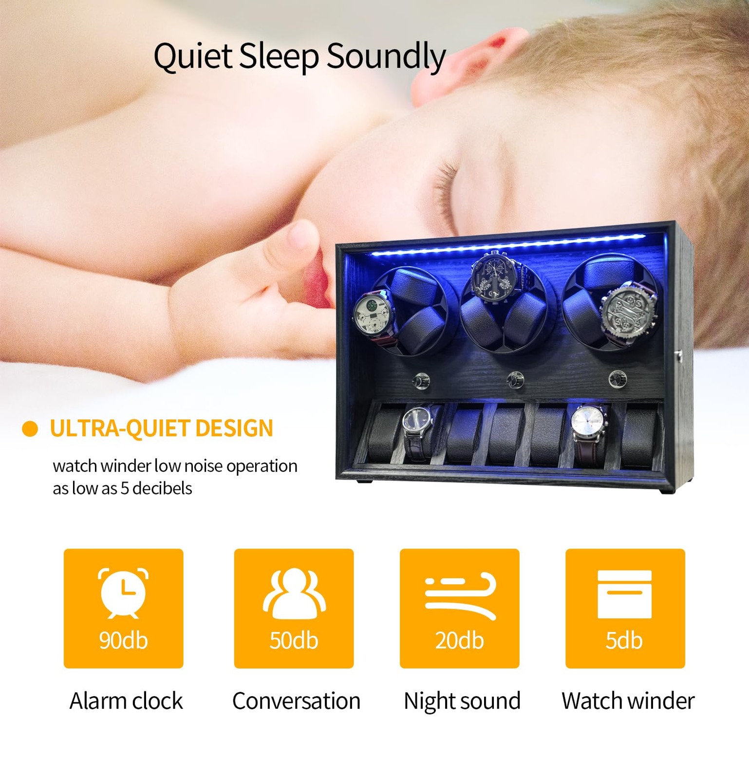 Oryx 9 Watch Winder for Automatic Watches, Rotating Watch Box 5 Rotation Mode…