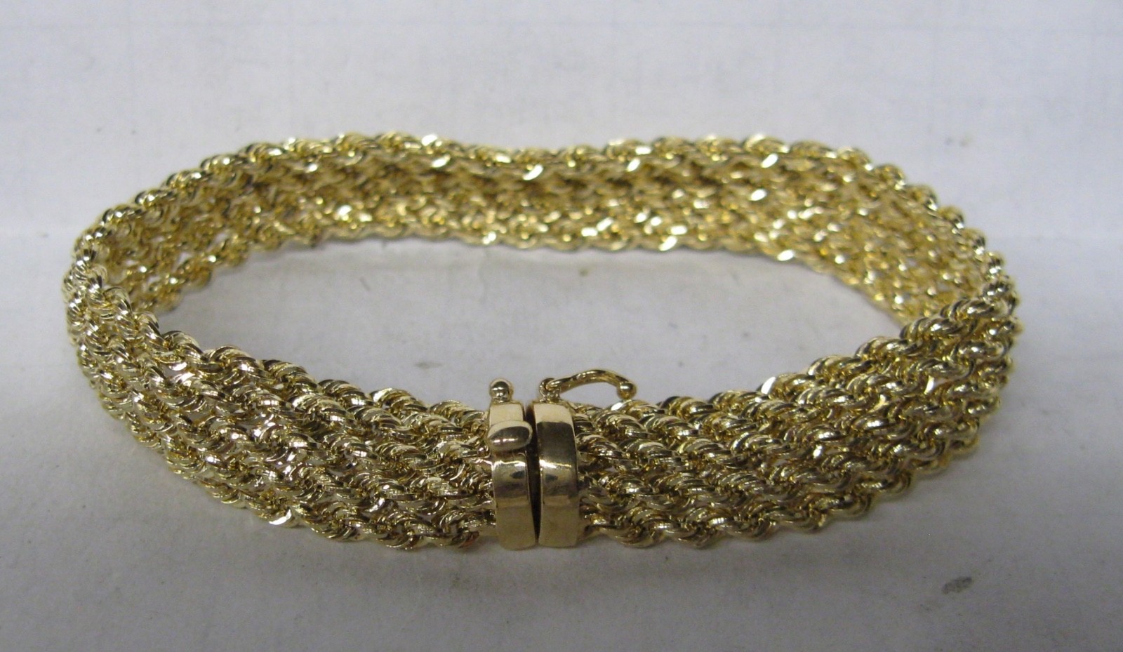 14K SOLID GOLD 7..5″ SPARKLING 5 ROW ROPE 11mm BRACELET ITALY 10.6 GRAM NICE