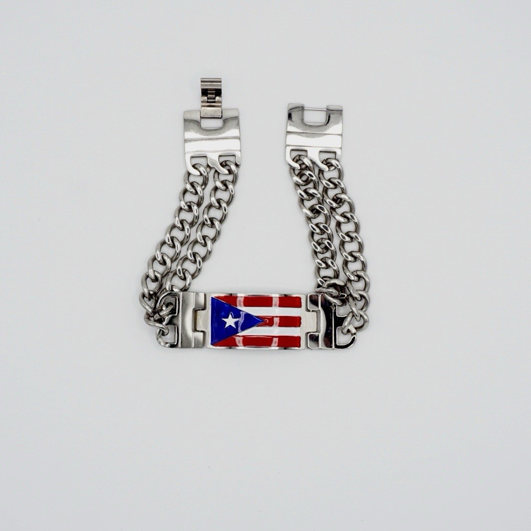 puerto rico bracelet Stainless Steel 8.5” Inch