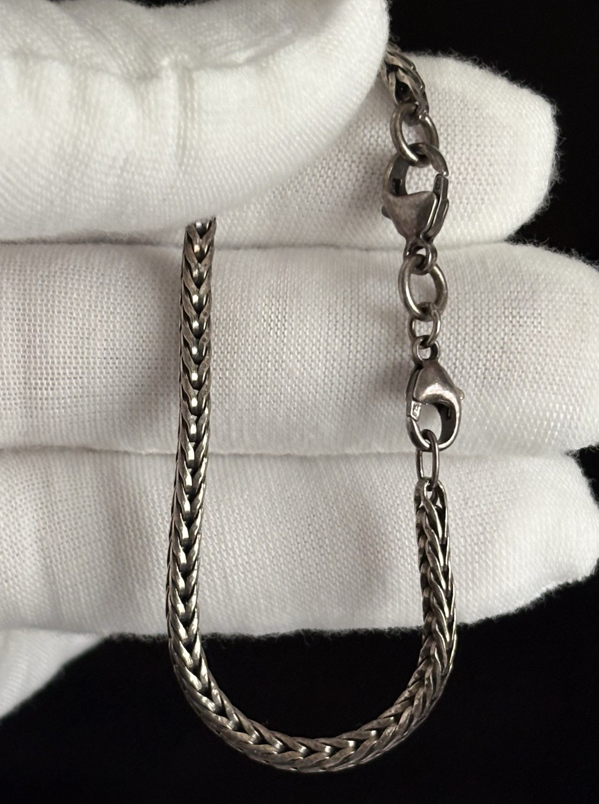 Vintage 925 Sterling Silver Foxtail Spiga Chain Link Bracelet 7” 3mm wide